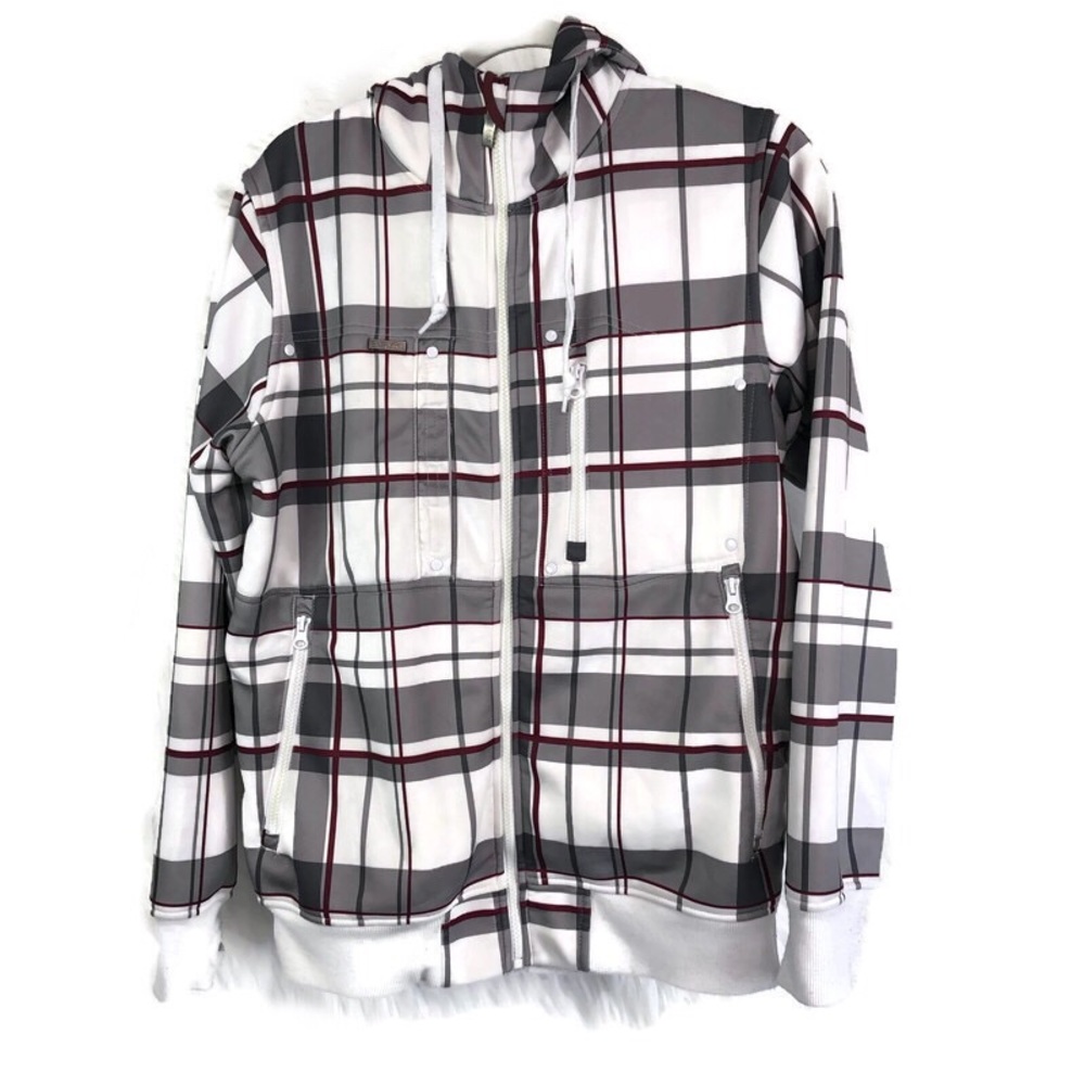 Empyre plaid size small full zip thumb hole